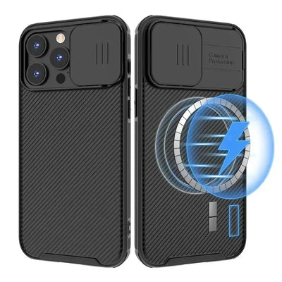 Slide Camera Lens Protection Magnetic Case for iPhone 16 15 13 12 14 Pro Max Plus Magsafe Wireless Charging Soft Silicone Cover