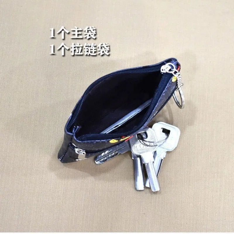 Disney Mickey Mouse Premium Genuine Leather Cartoon Phone Wallet Anime Coin Purse High-capacity Card Package Portable Wallet New