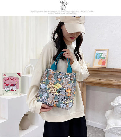 Chic Cat Pattern Top Handle Bag For Women Everyday Use - Smarsty