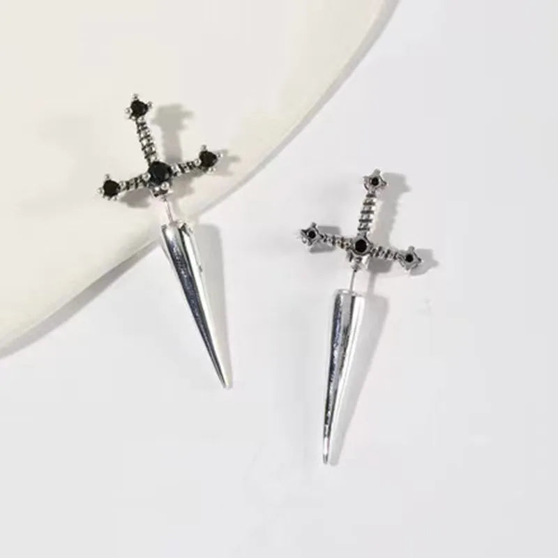 Gothic Sword Kinitial Piercing Earrings for Punk Style Lovers - Smarsty