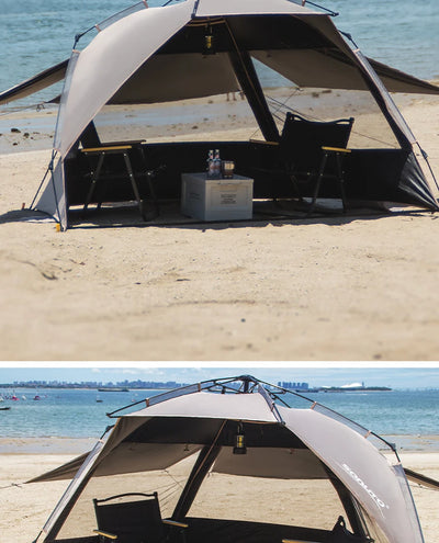 Sonuto Outdoor 3-4P One-Touch Camping Tent Quick Automatic Opening Beach Fishing Tent Family Travel Picnic Park Anti-UV Shade by Smarsty