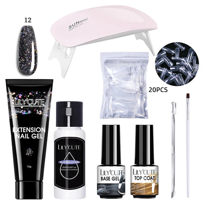 LILYCUTE Nail Gel Set with 6W LED Lamp for Quick Manicure - Smarsty