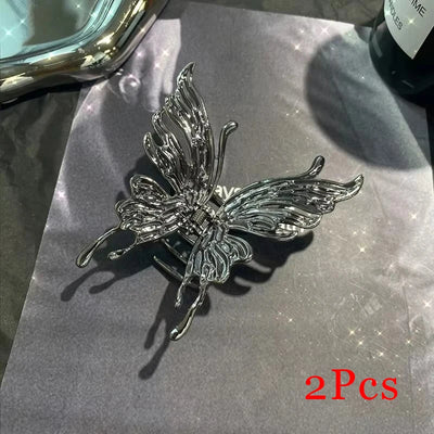 Large Hollow Butterfly Hair Claw Set Stylish Elegant Alloy - Smarsty