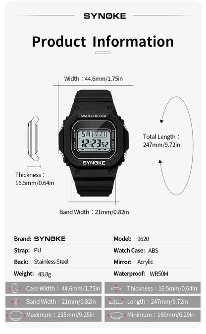 SYNOKE Outdoor Military Digital Watch for Men Waterproof Luminous Sports Timepiece - Smarsty