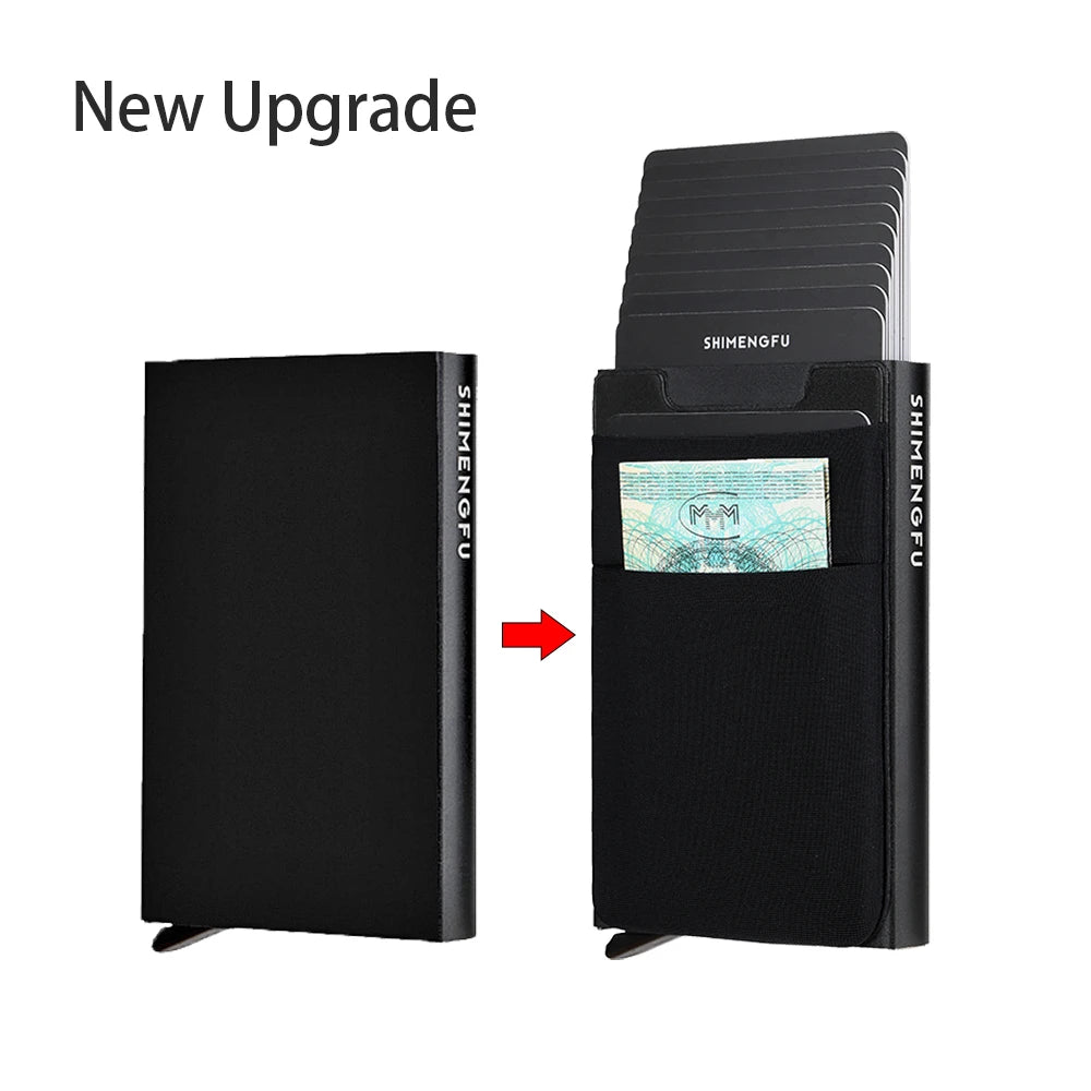 Pop-Up Card Holder RFID Protection Slim Aluminum Men Wallet Elasticity Back Pouch ID Credit Case Travel Cardholder Women Purse - Smarsty