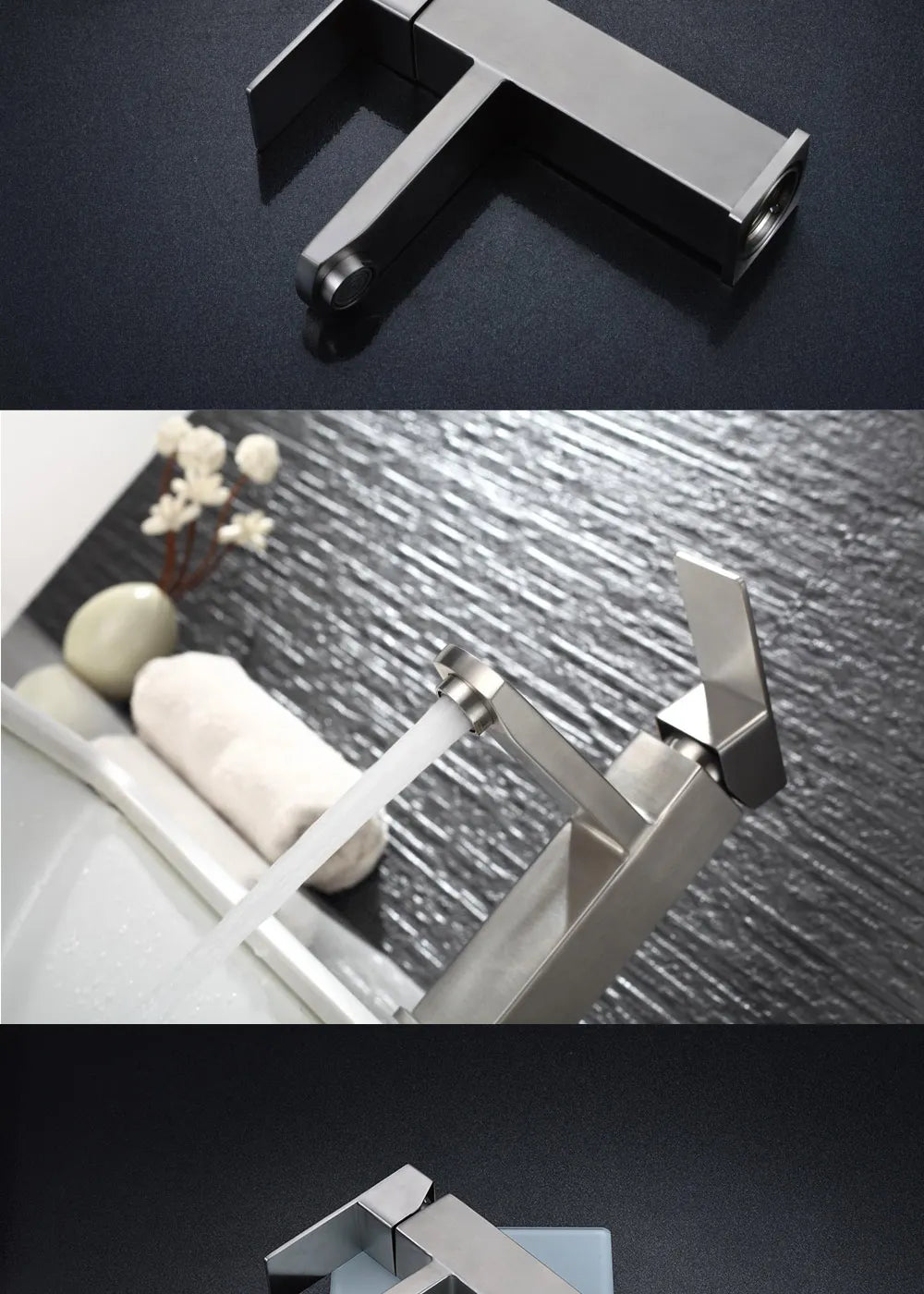 Black Square Bathroom Faucet Hot and Cold Mixer - Smarsty