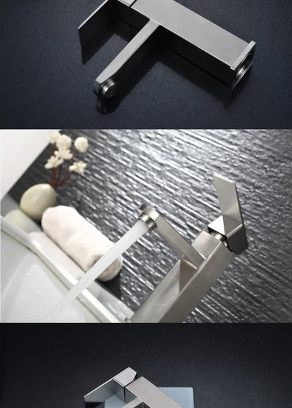 Black Square Bathroom Faucet Hot and Cold Mixer - Smarsty