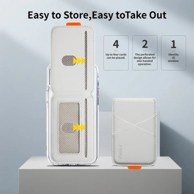 Luxury Leather Cellphone Magsafe Magnetic Card Holder For IPhone 14 13 15 16 17 Pro Max 16Plus RFID Anti-Skimming Bank ID Card - Smarsty