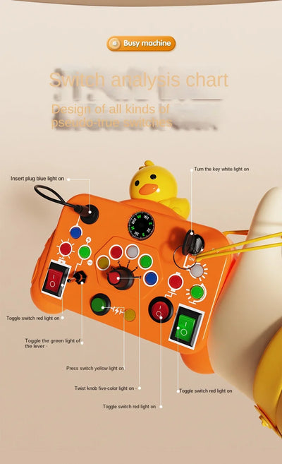 Montessori Busy Board Sensory Toys Cartoon with LED Light Switch Control Board Travel Activities Children Game for 2-4 Years Old - Smarsty