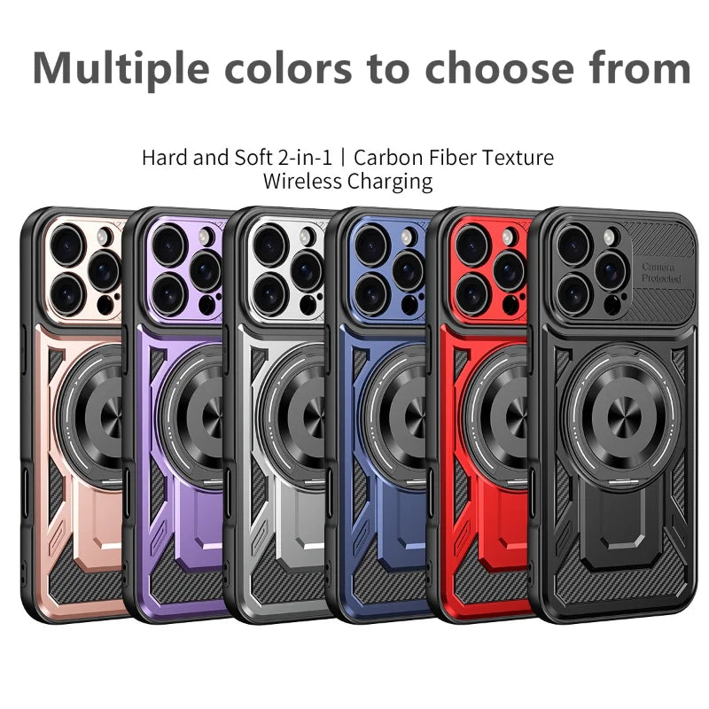 360° Rotatable Magnetic Phone Case for iPhone 16 15 14 13 12 11 Pro Max With Kickstand Shockproof Anti-Drop Cover for Magsafe
