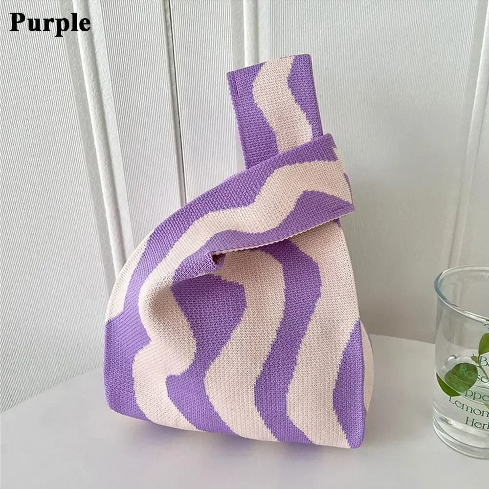Cat Knit Handbag High Capacity Knot Wrist Bag For Women - Smarsty