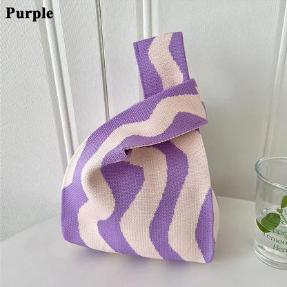 Cat Knit Handbag High Capacity Knot Wrist Bag For Women - Smarsty