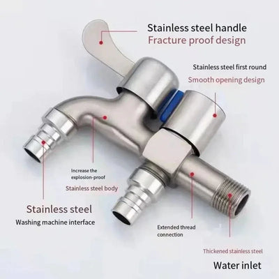 Stainless Steel Double Outlet Water Faucet for Bathrooms - Smarsty