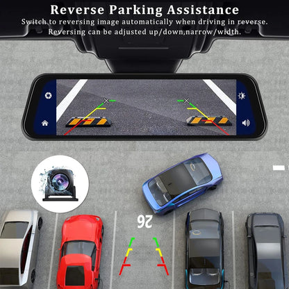 4K Dash Cam With Rearview Mirror Display and GPS WiFi - Smarsty