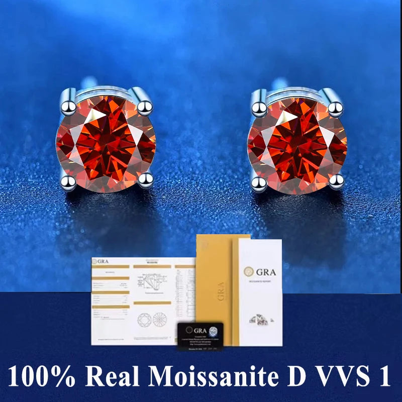 Certified Moissanite Stud Earrings 18K Plated Silver - Smarsty