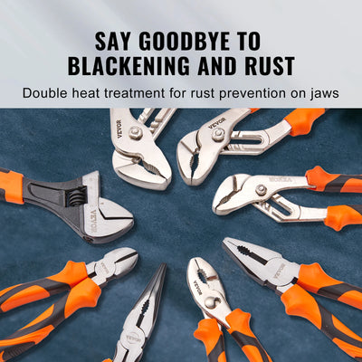 SucceBuy 8-Piece Pliers Set High Carbon Steel 12"/10"/8" Groove Joint Pliers 8" Linesman's Pliers 8" Long Nose Pliers
