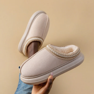 Men's Plush Fleece Lined Slippers Winter Warm House Shoes with Thick EVA Sole for Indoor/Outdoor Use Cozy Non-Slip Home Footwear - Smarsty