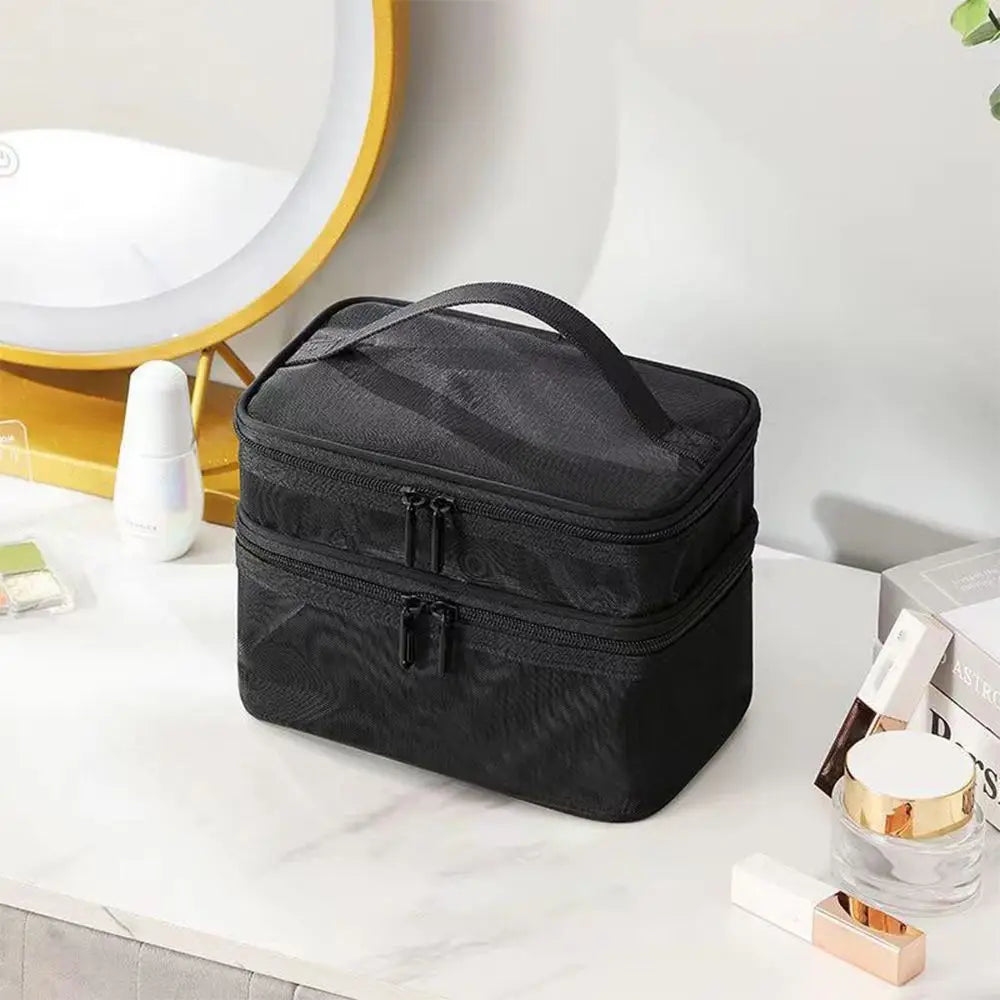 Transparent Mesh Travel Cosmetic Bag With Large Capacity - Smarsty