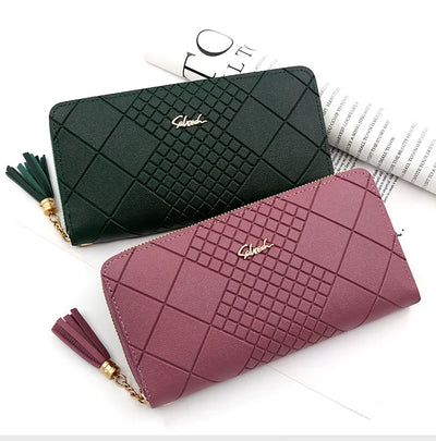 Zipper Money Coin Purse Women Card Holder Long PU Leather Clutch Wallet Large Capacity Lady Wristlet Phone HandBags Money Pocket - Smarsty