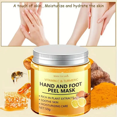 Vitamin c and turmeric hand wax mask for hands and feet, smoothing skin, gently cleansing hand mask, illuminating hand skin - Smarsty