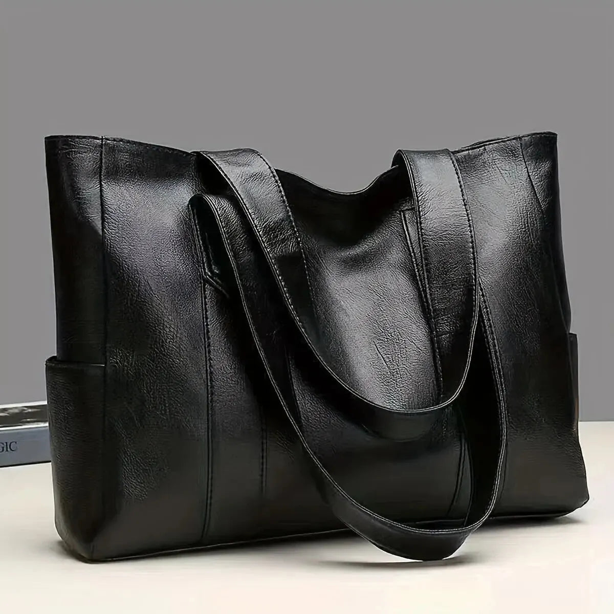 Vintage Large Capacity Tote Bag With Premium Vegan Leather - Smarsty