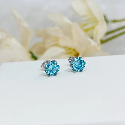 Moissanite Stud Earrings Sterling Silver VVS D Sparkle - Smarsty