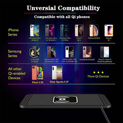 Car Wireless Charger With Silicone Pad Stand Fast Charging - Smarsty