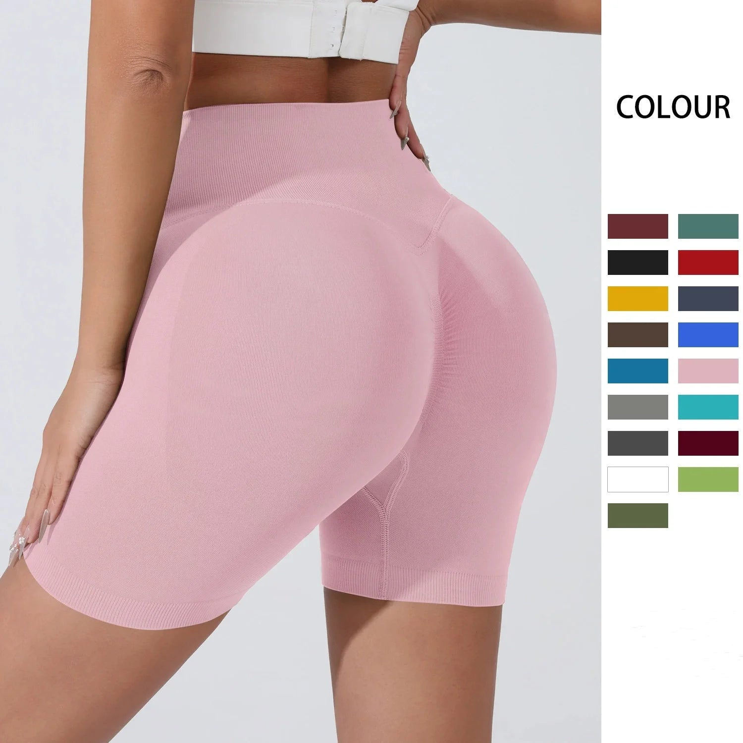 Peach Hip Lifting Sports Shorts Women High Waist Belly Slimming Running Training Quick-drying Trousers Tight Three-point Shorts - Smarsty