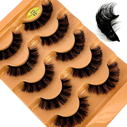 3D Natural Cat Eye False Eyelashes Fluffy Soft 5 Pairs - Smarsty