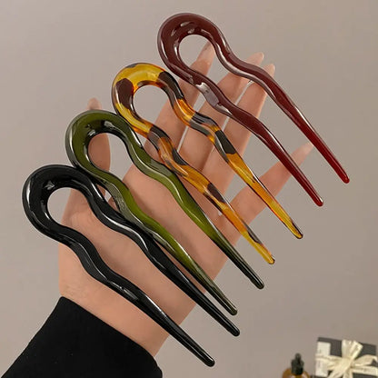 Fashion U-Shaped Tortoiseshell Hair Fork for Women - Smarsty