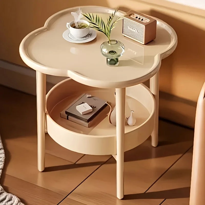 [Stylish Side Table] Stylish Modern Round Side Table with Storage Shelf | Space-Saving, Lightweight for Living Room, Bedroom
