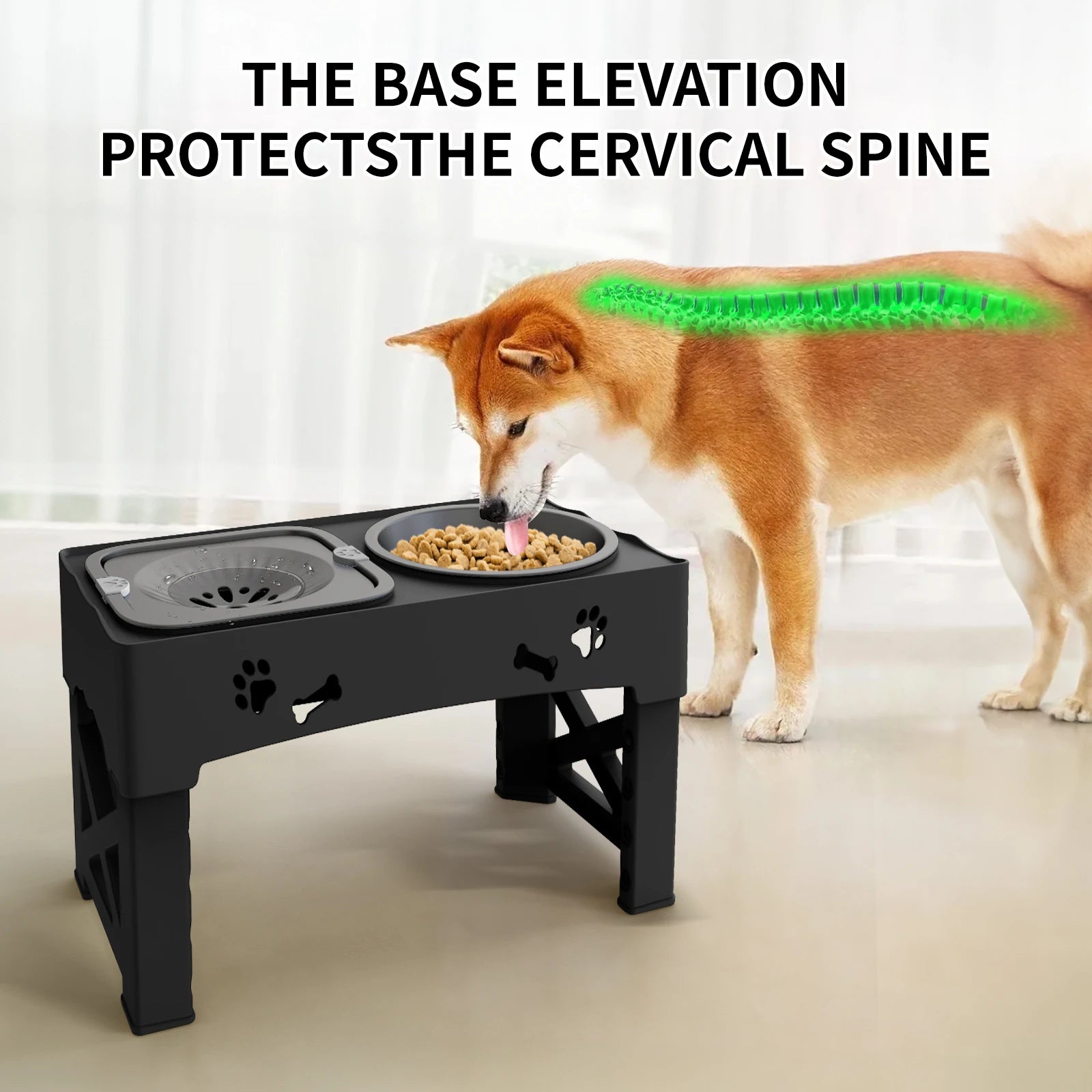 Adjustable 3 In 1 Pet Feeder With Slow Feed Bowls - Smarsty