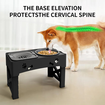 Adjustable 3 In 1 Pet Feeder With Slow Feed Bowls - Smarsty