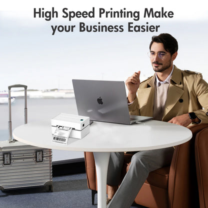 Thermal Label Printer Portable No Ink Required 203DPI 4x6 for Small Business Bluetooth USB High Speed Express Airway Bill