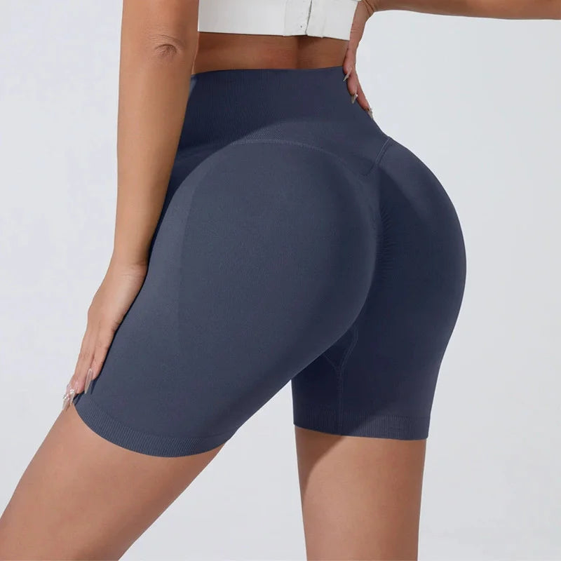 Peach Hip Lifting Sports Shorts Women High Waist Belly Slimming Running Training Quick-drying Trousers Tight Three-point Shorts - Smarsty