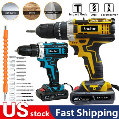 Multifunctional 21V rechargeable impact drill lithium battery cross-border flashlight gun drill electric screwdriver electric dr