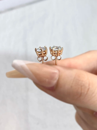 D Color Certified Moissanite Stud Earrings 925 Sterling - Smarsty