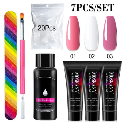 Poly Nail Gel Set With 6W LED Lamp For Beginners - Smarsty