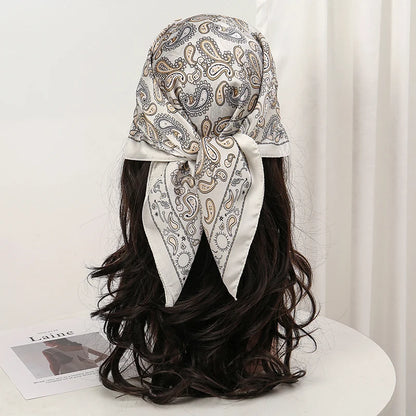 Bohemian Floral Print Silk Scarf for Women Sun Protection - Smarsty