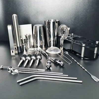Boston Cocktail Shaker Bar Tool Set with Holder - Smarsty
