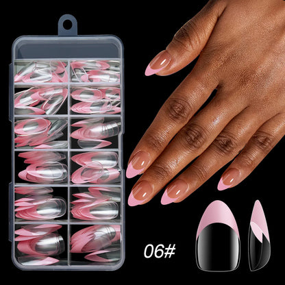 120pcs/box Acrylic French False Nails Medium Length Square Armor Full Cover Nail Tips Can Be Removable Mixed Size Press On Nails - Smarsty