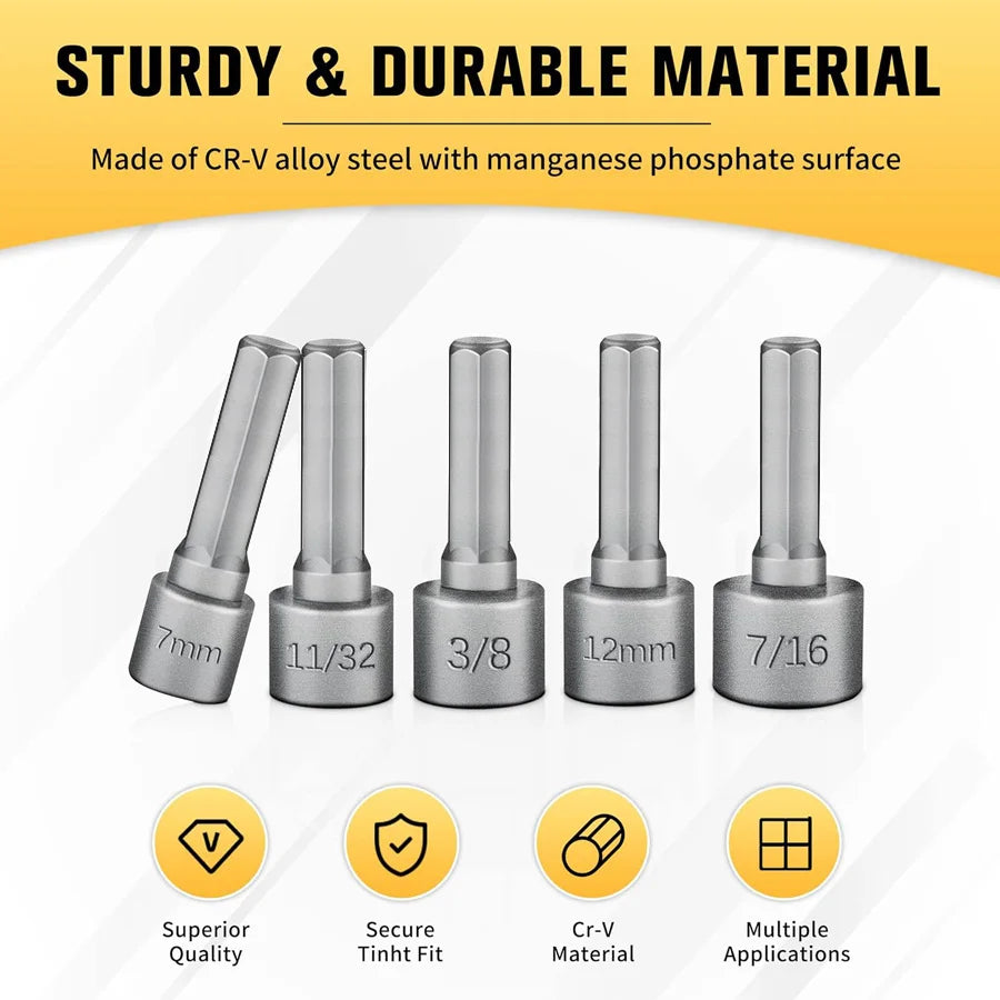 9pcs/14pcs Powerful Socket Inner Hexagonal Wrench Hexagonal Handle Screwdriver Socket Extension Rod Pneumatic Screwdriver Insert