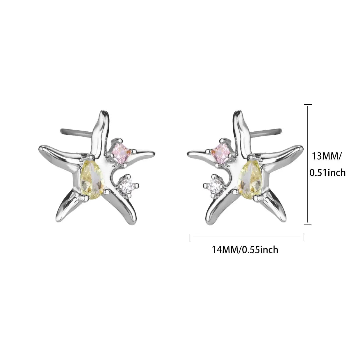 Vintage Starfish Stainless Steel Stud Earrings Lightweight - Smarsty