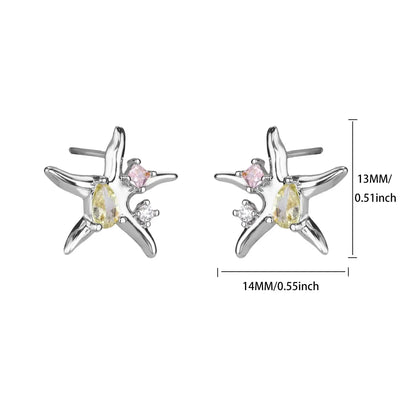 Vintage Starfish Stainless Steel Stud Earrings Lightweight - Smarsty