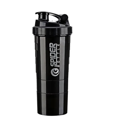 3 Layers Shaker Protein Bottle Powder Shake Cup Water Bottle Plastic Mixing Cup Body Building Exercise Bottle - Smarsty
