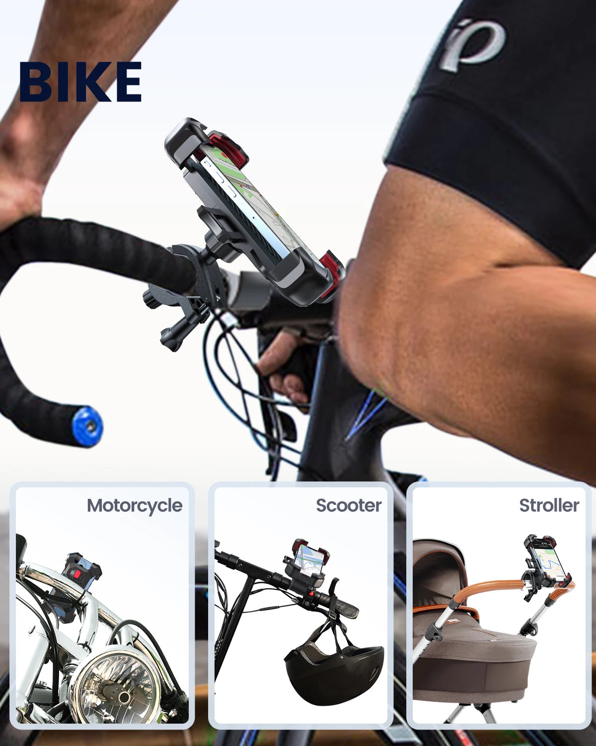 Universal Bike Phone Holder 360 Degree Rotation Shockproof - Smarsty