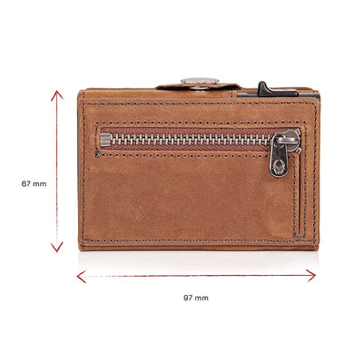 Pop-Up Credit Card Case with RFID Protection Genuine Leather  Wallet with Compartment for Notes and Coins for Men and Women - Smarsty