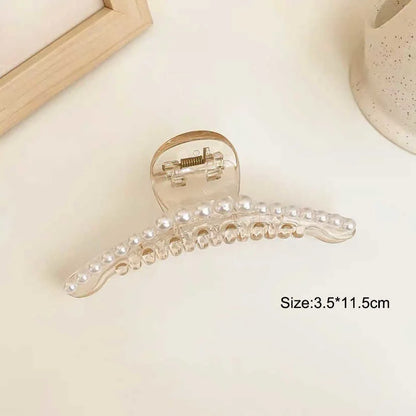 Large Pearl Hair Claw Clip Acrylic Fashion Barrette Stylish - Smarsty