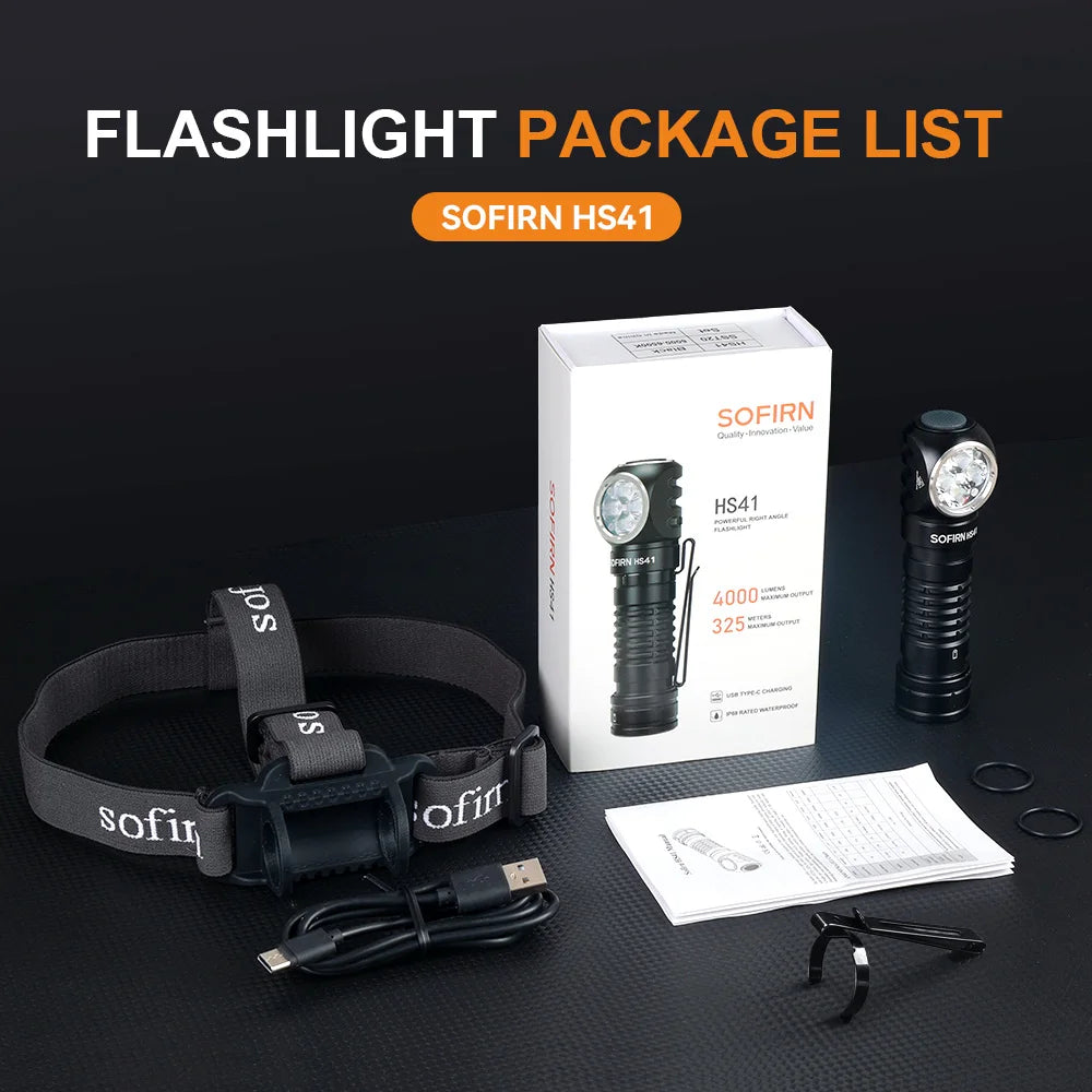 SOFIRN HS41 Headlamp 4000lm 21700 USB C Rechargeable with SST20 LED Torch Indicator with Magnetic Tail Flashlight