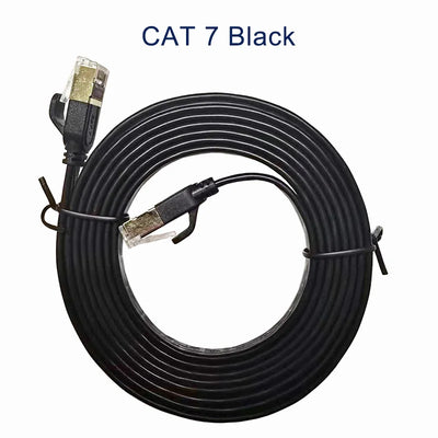 White Black Cat7 Flat Cable Ethernet Cat 7 6 20m 15m 10m 8m 5m RJ45 Network Cable Cat7 Patch Cord for Router Modem RJ 45 Lan Cab - Smarsty